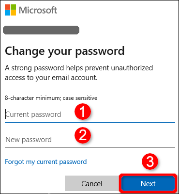 Change Password Dialog Box Windows 10