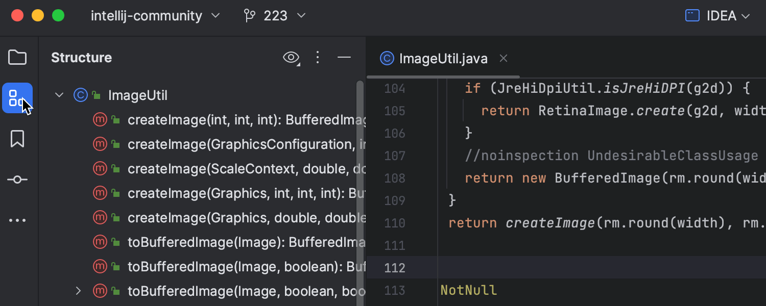 新的 Remember size for each tool window（记住每个工具窗口的大小）设置