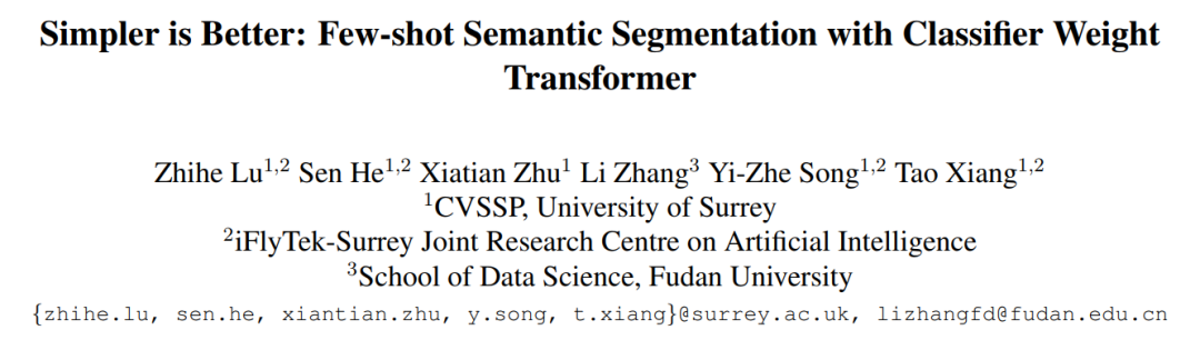 ICCV 2021 | Transformer再助力！用CWT进行小样本语义分割