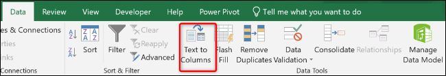 Text to Columns button from the Data tab