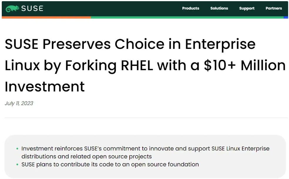 SUSE 宣布开发与 RHEL 兼容的 Linux 发行版SUSE 宣布开发与 RHEL 兼容的 Linux 发行版