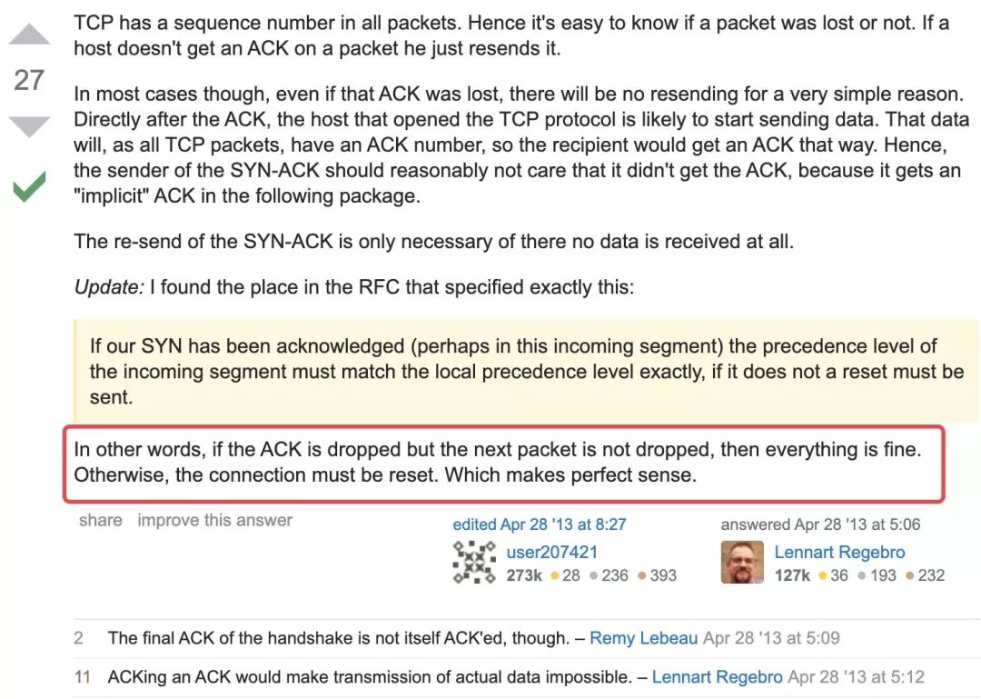 What if a TCP handshake segment is lost?