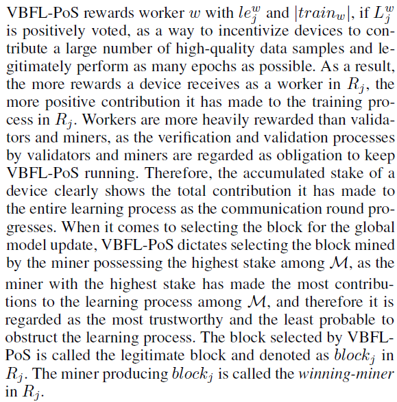VBFL-PoS Miner Selection