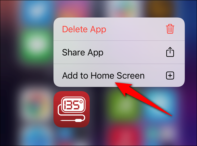 Select the "Add to Home Screen" button from the context menu