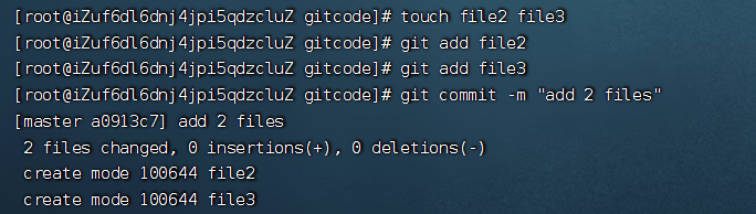 add两个file，commit一次