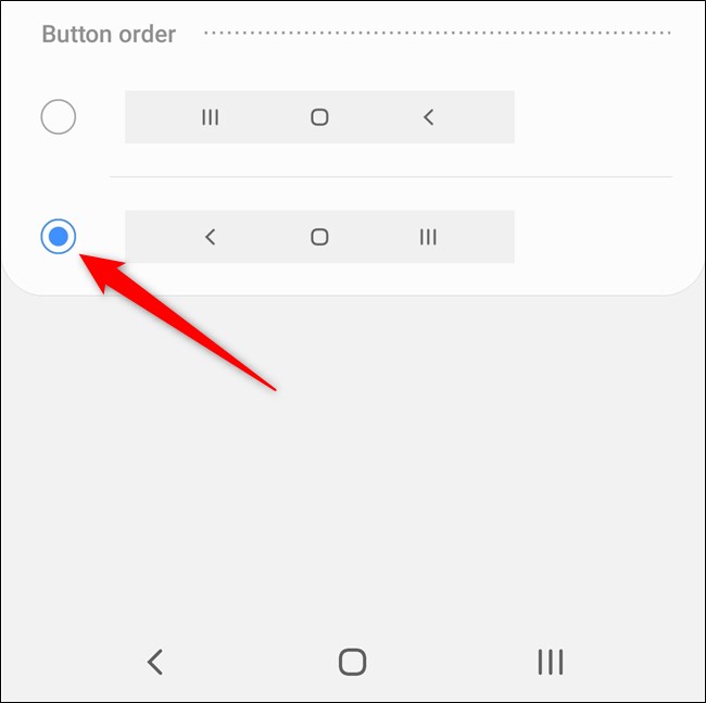 Samsung Galaxy S20 Select the Button Order