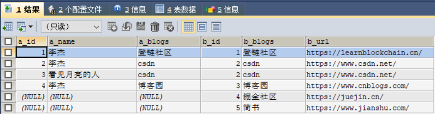 mysql连表查询左外连接测试