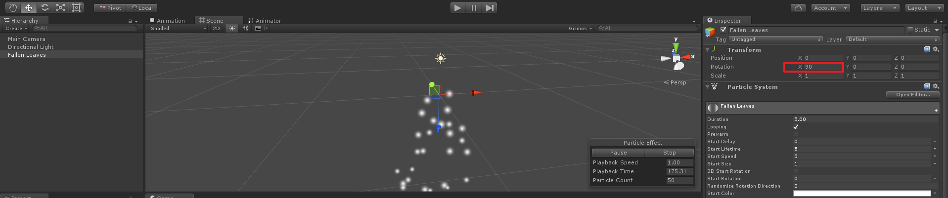 unity3d粒子系統實現落葉效果