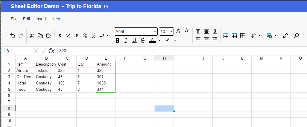 LEADTOOLS Excel Api 的屏幕截图