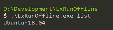 %LxRunOffline_Home%/LxRunOffline.exe list