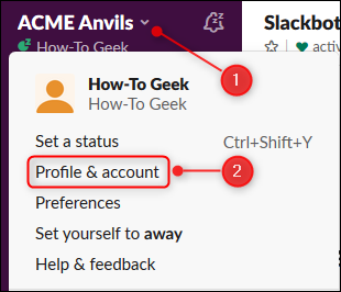 Click the arrow to open the main menu, and then select the "Profile & Account" option.