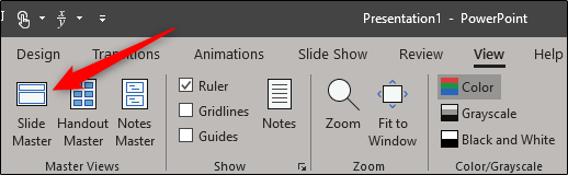 Slide Master option in Master Views group