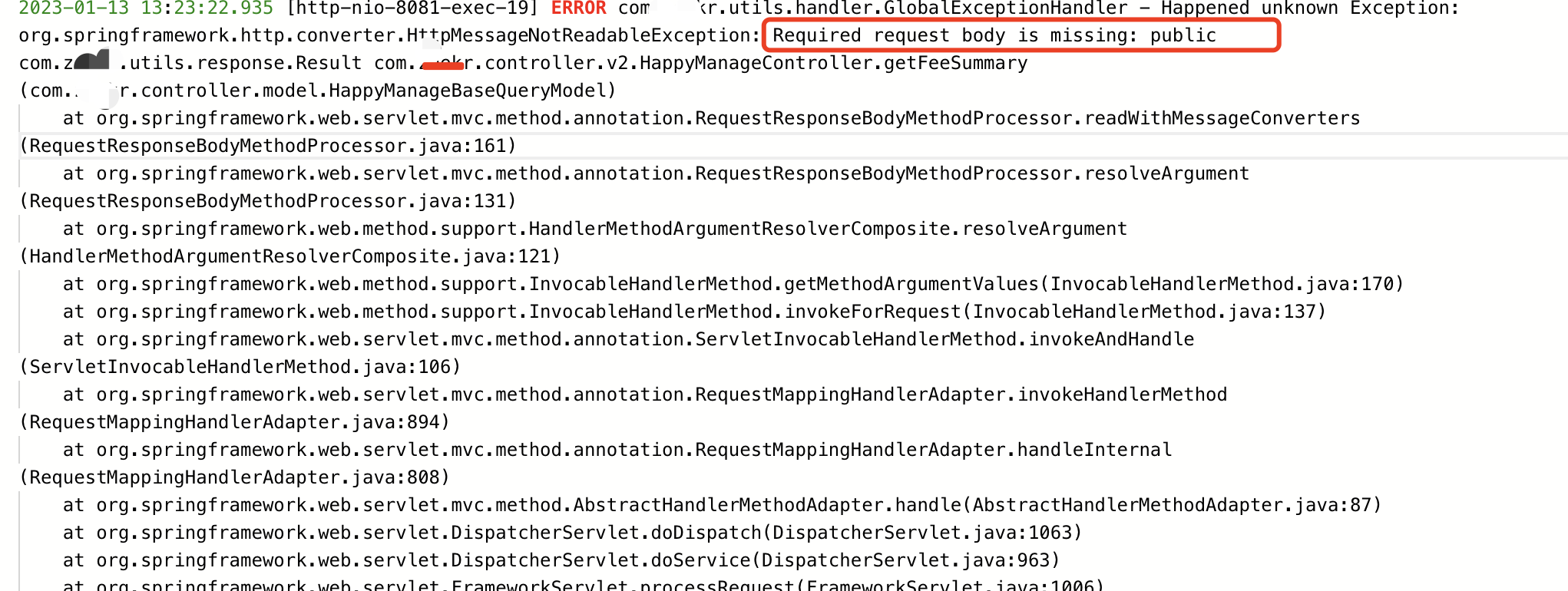 报错：Required request body is missing public_required request body is