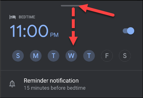 Slide down from the top of "Bedtime" settings.