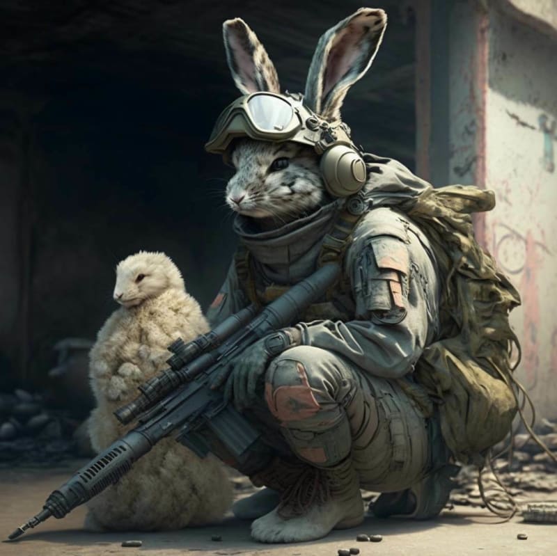AI generated combat rabbit