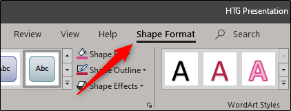 Shape format tab