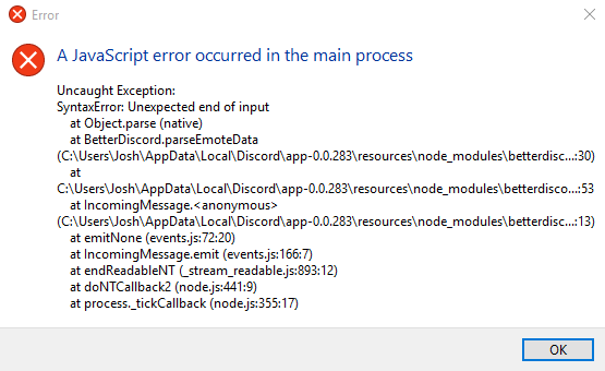 0 2 5 Windows Javascript Error On Launching Discord Csdn问答