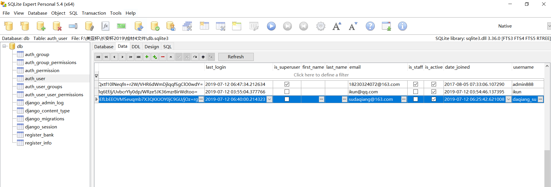 长安杯2019检材4python网站重构sqlite3