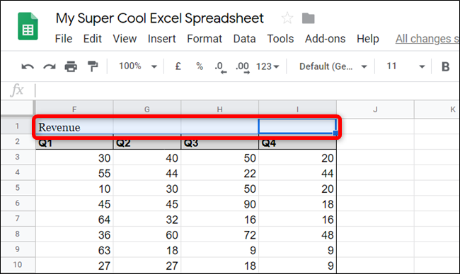 Highlight the cells you want to merge.