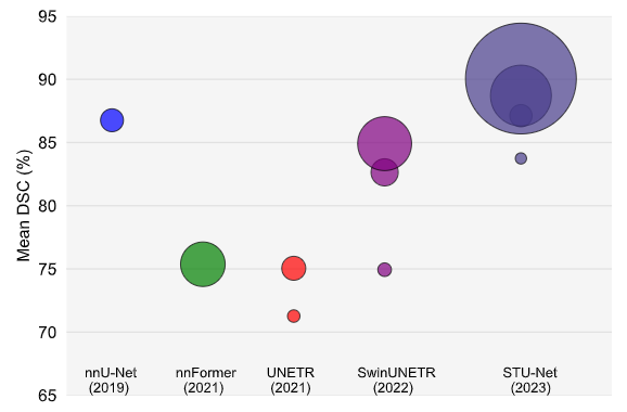 Figure 1. Segmentation performance of mainstream models on the Total Segmentator dataset