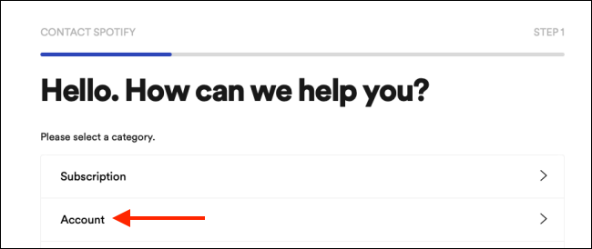 Click Account from Spotify Customer Support page