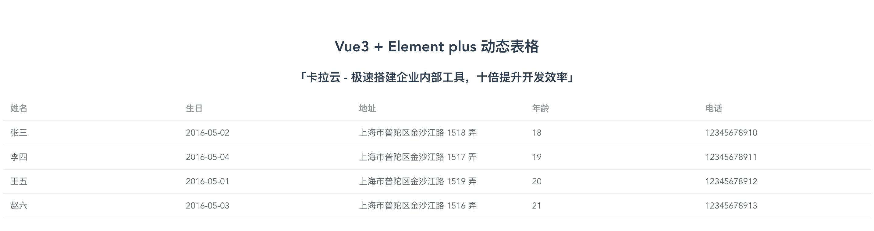 kalacloud-卡拉云-动态表格