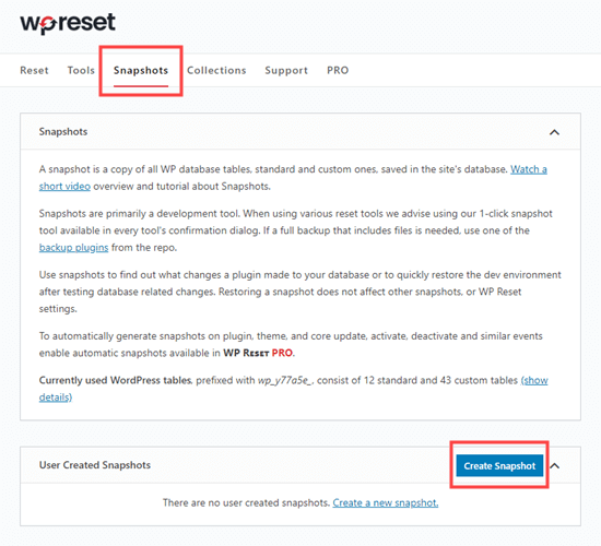 Creating a snapshot of your WordPress site before restarting it