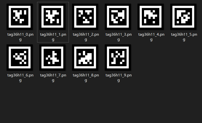 ▲ 图2.1.2  对应的不同家族的Apriltag码