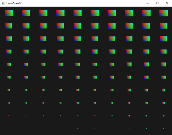 使用实例数组在 OpenGL 中绘制的实例四边形图像