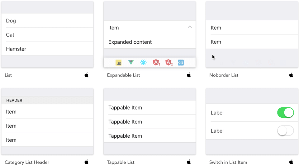 使用Onsen UI Angular组件库的列表实例