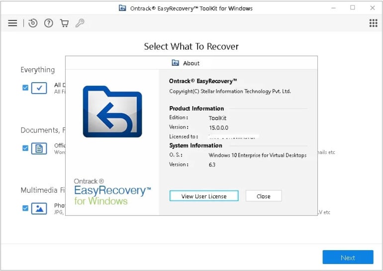OnTrack EasyRecover for Windows 数据恢复界面。
