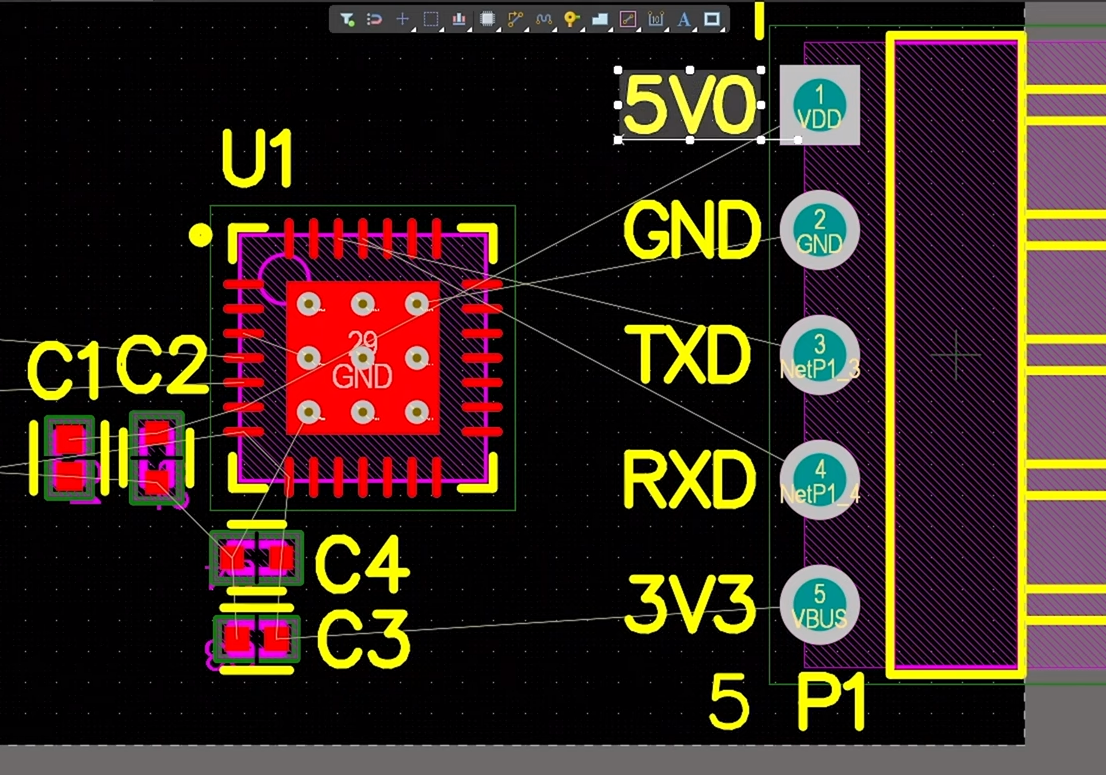 CP2102 USB 转 UART PCB 布局