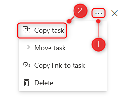 The "Copy task" menu option.