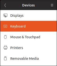 keyboard entry in the settings dialog