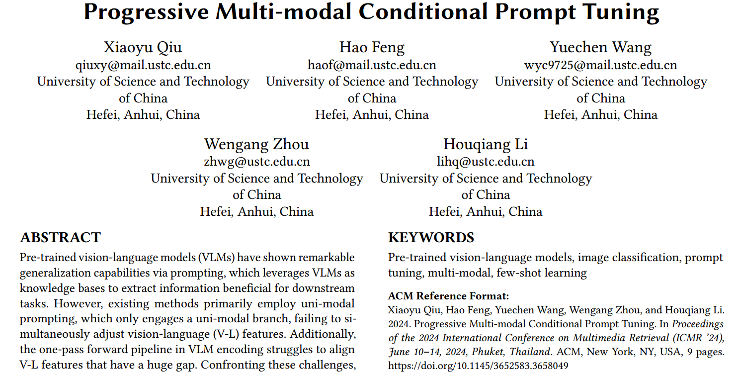 Progressive Multi-modal Conditional Prompt Tuning