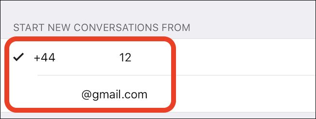 Tap the number or email address you want to use