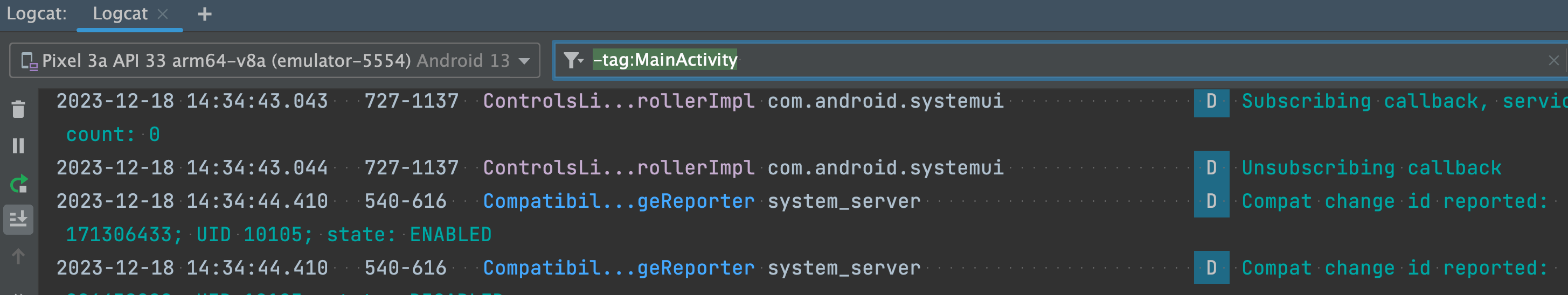 新版Android Studio Logcat 筛选日志