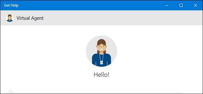Get Help application showing the Virtual Agent on Windows 10