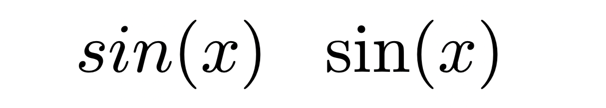 左: sin(x)，右: \sin(x)