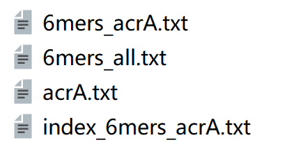 输入文件acrA.txt和生成的三个文件