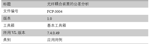 光纤耦合装置的公差分析