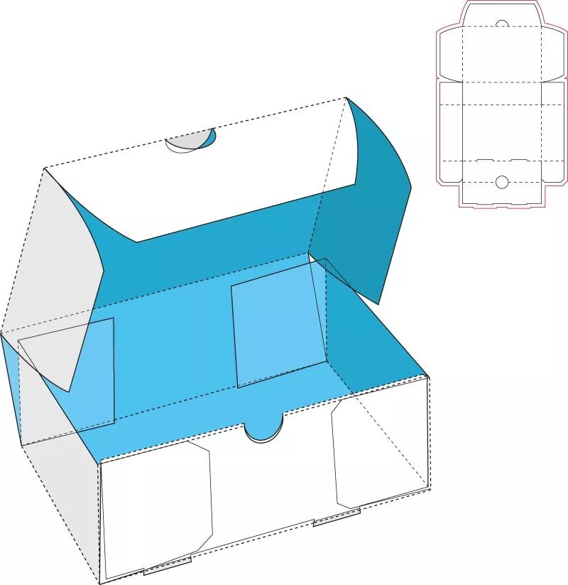 摇盖式纸盒平面图图片