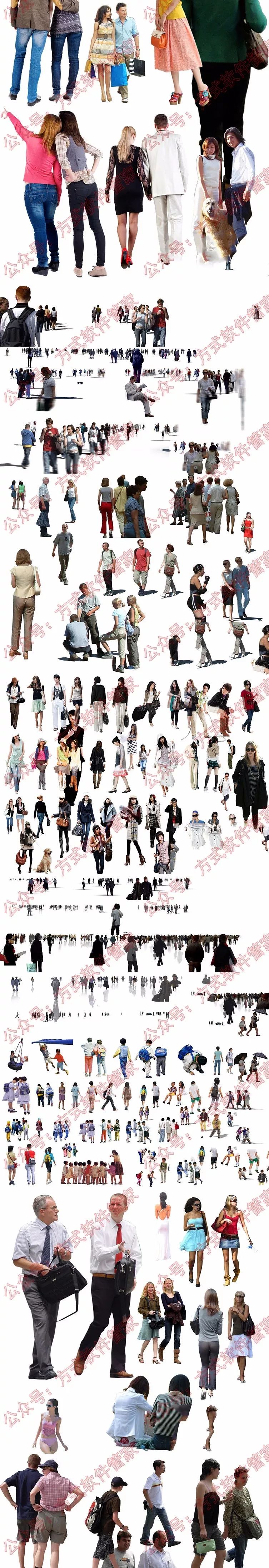 园林景观设计psd树木建筑人物鸟瞰图效果图ps后期分层素材库配景a