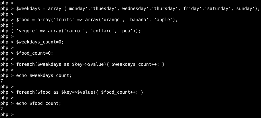 Array Length with foreach statement