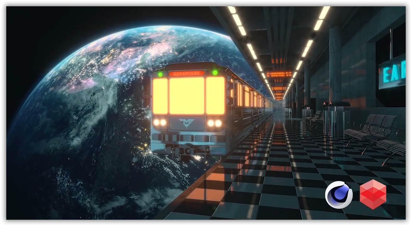 c4d教程太空火车站场景创作视频教程skillshare–createaspacetrain