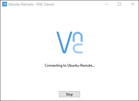 Splash screen in RealVNC as a connection is initiated.