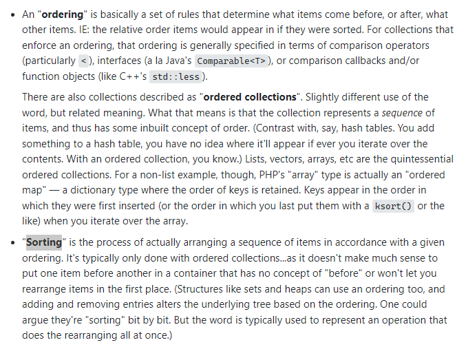 一个有点咬文嚼字的 sorting 和 ordering