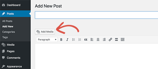 Add media button in the old classic editor