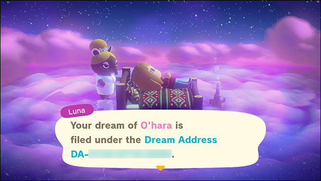 An assigned dream address in "Animal Crossing: New Horizons." 